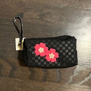 Adorable floral black cosmetic bag